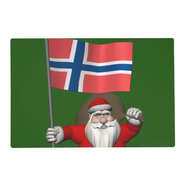 Santa Claus With Ensign Of Norway Placemat (Front)