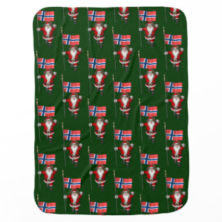 Santa Claus With Ensign Of Norway Stroller Blanket
