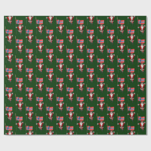 Santa Claus With Ensign Of Norway Wrapping Paper