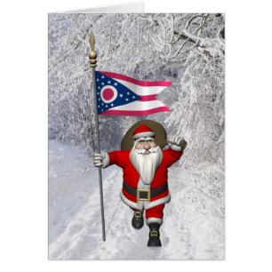 Santa Claus With Ensign Of Ohio Cards