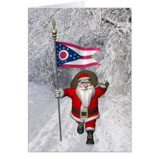 Santa Claus With Ensign Of Ohio Cards
