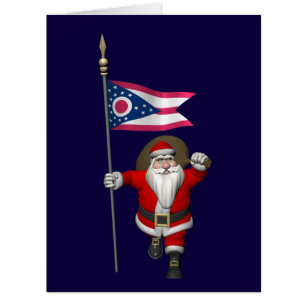 Santa Claus With Ensign Of Ohio Cards