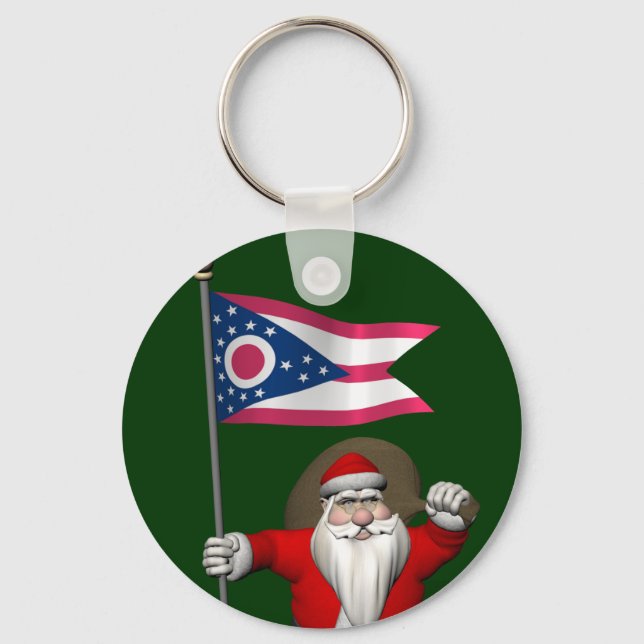 Santa Claus With Ensign Of Ohio Keychain (Front)
