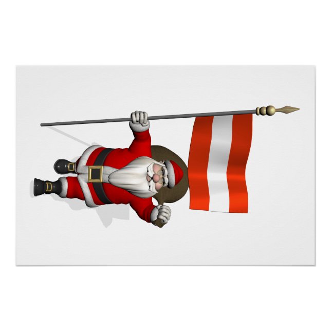 Santa Claus With Ensign Of Österreich Austria Poster (Front)