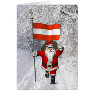 Santa Claus With Ensign Of Österreich Cards