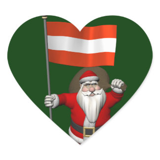 Santa Claus With Ensign Of Österreich Heart Sticker