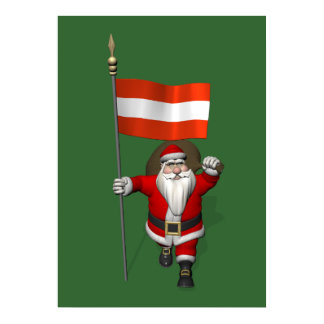 Santa Claus With Ensign Of Österreich Poster