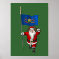Santa Claus With Ensign Of  Pennsylvania