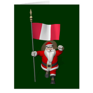 Santa Claus With Ensign Of Peru Cards