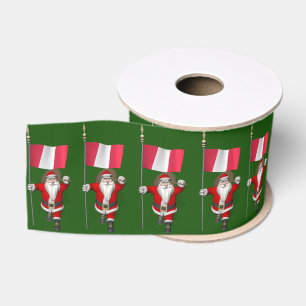 Santa Claus With Ensign Of Peru Grosgrain Ribbon