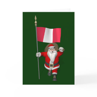Santa Claus With Ensign Of Peru Holiday Card