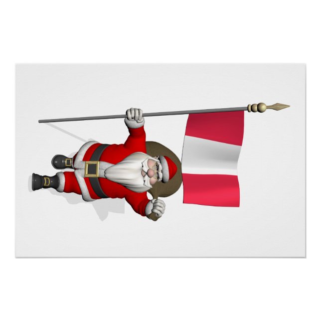 Santa Claus With Ensign Of Peru Poster (Front)