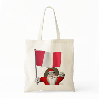 Santa Claus With Ensign Of Peru Tote Bag