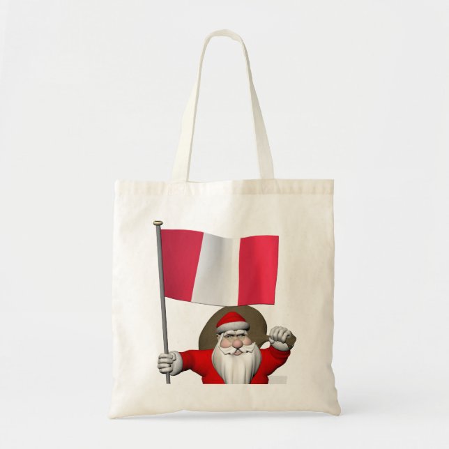 Santa Claus With Ensign Of Peru Tote Bag (Front)