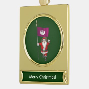 Santa Claus With Ensign Of Phoenix Gold Plated Banner Ornament by santa_claus_usa at Zazzle