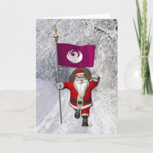 Santa Claus With Ensign Of Phoenix Holiday Card