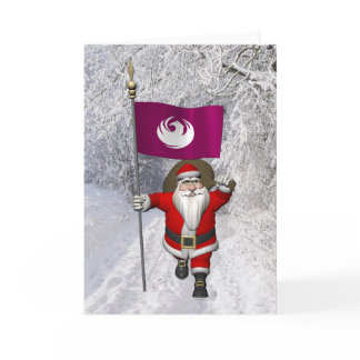 Santa Claus With Ensign Of Phoenix Holiday Card