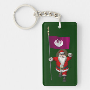 Santa Claus With Ensign Of Phoenix Keychain