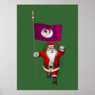 Santa Claus With Ensign Of Phoenix Poster
