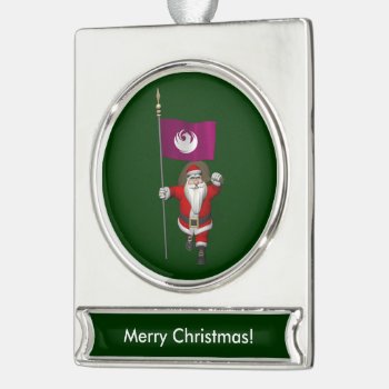 Santa Claus With Ensign Of Phoenix Silver Plated Banner Ornament by santa_claus_usa at Zazzle