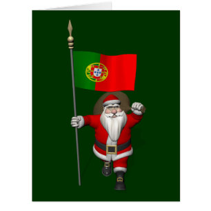 Santa Claus With Ensign Of Portugal Cards