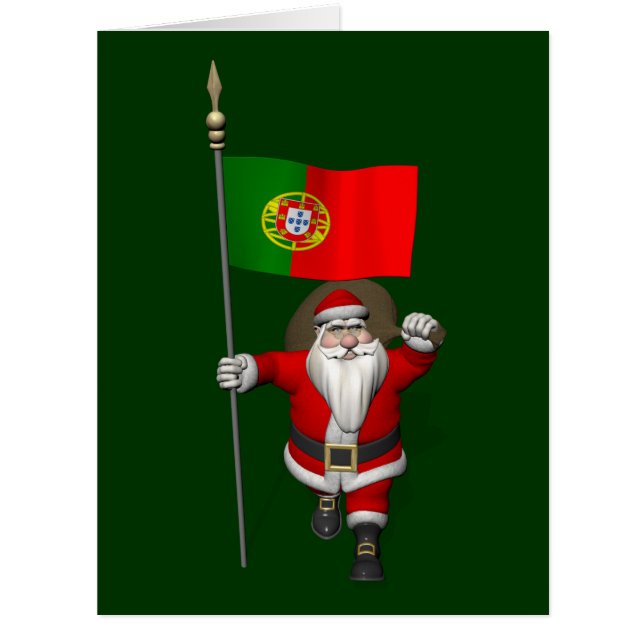 Santa Claus With Ensign Of Portugal Cards (Front)
