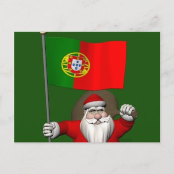 Santa Claus With Ensign Of Portugal Holiday Postcard by santa_world_flags at Zazzle