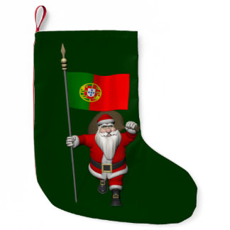 Santa Claus With Ensign Of Portugal Small Christmas Stocking