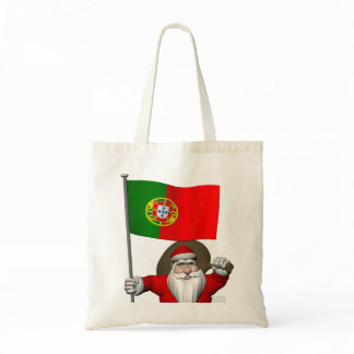 Santa Claus With Ensign Of Portugal Tote Bag