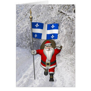Santa Claus With Ensign Of Québec Cards