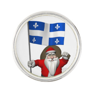 Santa Claus With Ensign Of Québec CDN Lapel Pin