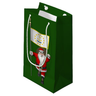 Santa Claus With Ensign Of Rhode Island Small Gift Bag