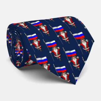 Santa Claus With Ensign Of Russia Tie