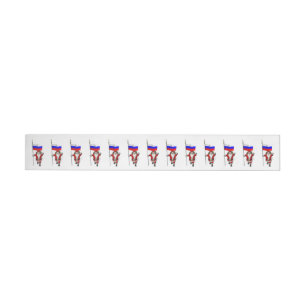 Santa Claus With Ensign Of Russia Wrap Around Label