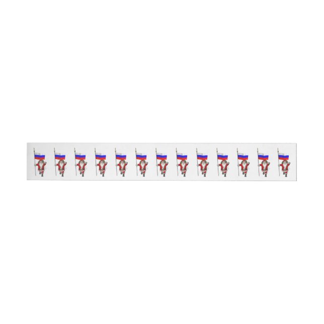 Santa Claus With Ensign Of Russia Wrap Around Label (Individual)