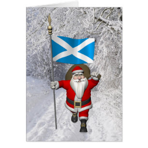 Santa Claus With Ensign Of Scotland Cards