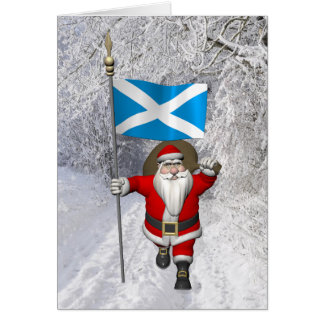 Santa Claus With Ensign Of Scotland Cards
