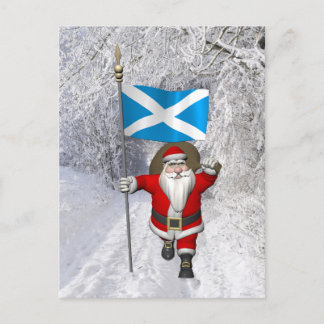 Santa Claus With Ensign Of Scotland Holiday Postcard
