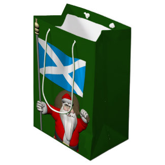 Santa Claus With Ensign Of Scotland Medium Gift Bag