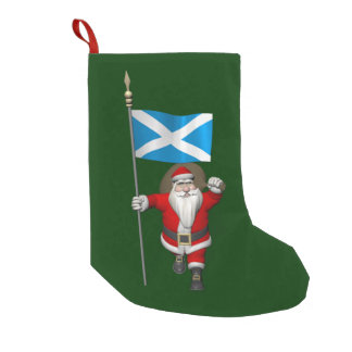 Santa Claus With Ensign Of Scotland Small Christmas Stocking