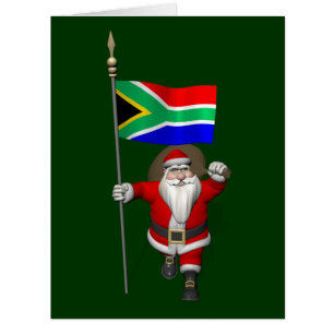 Santa Claus With Ensign Of South Africa Cards