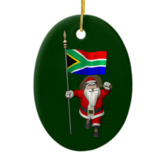 Santa Claus With Ensign Of South Africa Ceramic Ornament