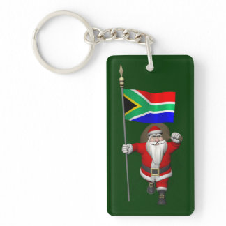 Santa Claus With Ensign Of South Africa Keychain