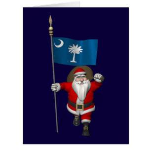 Santa Claus With Ensign Of South Carolina Cards