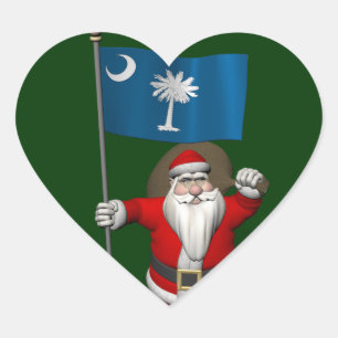 Santa Claus With Ensign Of South Carolina Heart Sticker