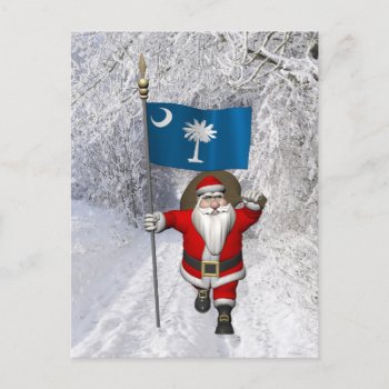 Santa Claus With Ensign Of South Carolina Holiday Postcard by santa_claus_usa at Zazzle