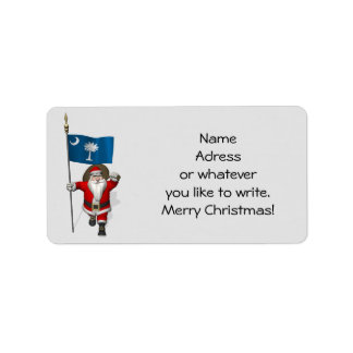 Santa Claus With Ensign Of South Carolina Label