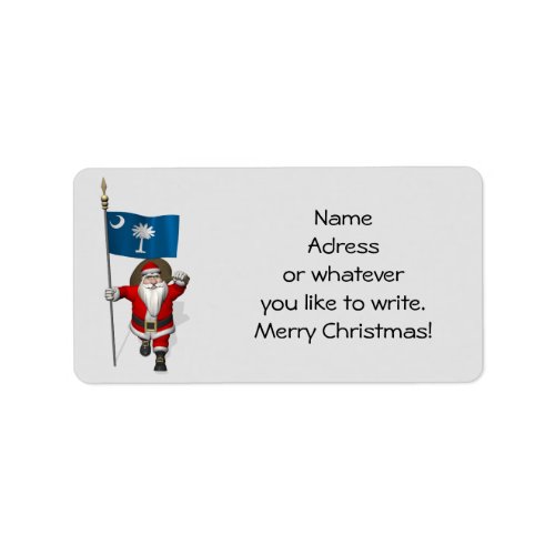 Santa Claus With Ensign Of South Carolina Label