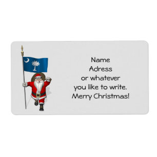 Santa Claus With Ensign Of South Carolina Label