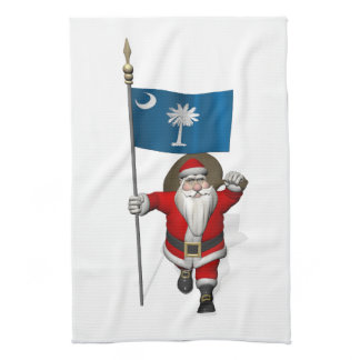 Santa Claus With Ensign Of South Carolina Towel